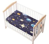 Odot Sábana Bajera Cuna, Sábana Bajera Ajustable Carrito Sabanas Minicuna Microfibra Patrón Planeta Dibujos Animados 3D Funda Colchón para Cochecito Carro Capazo (Interestelar,60x120cm)