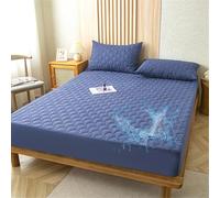 Odot Sábana Bajera Invierno Elástica Impermeable Sábana Bajera Sabana Bajera Acolchada Protector de colchón Cubre Colchón Acolchado para Cama Individual y Matrimonial (Azul Oscuro,180x200+28cm)