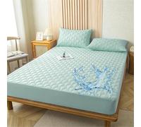 Odot Sábana Bajera Invierno Elástica Impermeable Sábana Bajera Sabana Bajera Acolchada Protector de colchón Cubre Colchón Acolchado para Cama Individual y Matrimonial (Agua Verde,180x200+28cm)