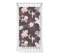 Odot Sábana Bajera Minicuna Caballo de dibujos animados Sabanas Carrito Bebe Sabanas Capazo Transpirable Funda Capazo Universal, para Ovalada y Rectangula Colchón de bebé (Marrón,33x75 cm)
