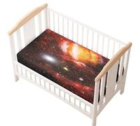 Odot Sábana Bajera Minicuna Cielo estrellado Sabanas Carrito Bebe Sabanas Capazo Transpirable Funda Capazo Universal, para Ovalada y Rectangula Colchón de bebé (Rojo,70x140 cm)