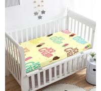 Odot Sábana Bajera Minicuna Helado Imprime Sabanas Carrito Bebe Sabanas Capazo Transpirable Funda Capazo Universal, para Ovalada y Rectangula Colchón de bebé (Amarillo,55x90 cm)