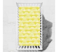 Odot Sábana Bajera Minicuna, Impresión de Arcoíris Sabanas Carrito Bebe Sabanas Capazo Transpirable Funda Capazo Universal, para Ovalada y Rectangula Colchón de bebé (Amarillo,65x95 cm)