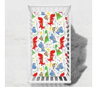 Odot Sábana Bajera Minicuna, Impresión de Dinosaurio Sabanas Carrito Bebe Sabanas Capazo Transpirable Funda Capazo Universal, para Ovalada y Rectangula Colchón de bebé (Rojo,60x120 cm)