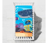 Odot Sábana Bajera Minicuna Impresión de Océano Sabanas Carrito Bebe Sabanas Capazo Transpirable Funda Capazo Universal, para Ovalada y Rectangula Colchón de bebé (Coral,100x135 cm)