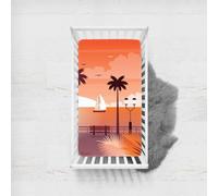Odot Sábana Bajera Minicuna Impresión de Playa Sabanas Carrito Bebe Sabanas Capazo Transpirable Funda Capazo Universal, para Ovalada y Rectangula Colchón de bebé (color naranja,60x120 cm)