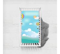 Odot Sábana Bajera Minicuna Impresión de Playa Sabanas Carrito Bebe Sabanas Capazo Transpirable Funda Capazo Universal, para Ovalada y Rectangula Colchón de bebé (globo aerostático,65x95 cm)