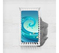 Odot Sábana Bajera Minicuna Impresión de Playa Sabanas Carrito Bebe Sabanas Capazo Transpirable Funda Capazo Universal, para Ovalada y Rectangula Colchón de bebé (ondas,65x95 cm)