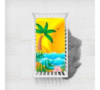 Odot Sábana Bajera Minicuna Impresión de Playa Sabanas Carrito Bebe Sabanas Capazo Transpirable Funda Capazo Universal, para Ovalada y Rectangula Colchón de bebé (amarillo,65x95 cm)