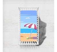 Odot Sábana Bajera Minicuna Impresión de Playa Sabanas Carrito Bebe Sabanas Capazo Transpirable Funda Capazo Universal, para Ovalada y Rectangula Colchón de bebé (playa,60x120 cm)