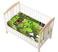 Odot Sábana Bajera Minicuna Sabanas Carrito consola de juego Imprime Bebe Sabanas Capazo Transpirable Funda Capazo Universal, para Ovalada y Rectangula Colchón de bebé (verde,33x75 cm)