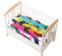 Odot Sábana Bajera Minicuna Sabanas Carrito consola de juego Imprime Bebe Sabanas Capazo Transpirable Funda Capazo Universal, para Ovalada y Rectangula Colchón de bebé (multicolor,33x75 cm)