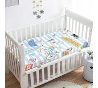 Odot Sábana Bajera Minicuna Sabanas Carrito Dibujos animados Auto Imprime Bebe Sabanas Capazo Transpirable Funda Capazo Universal, para Ovalada y Rectangula Colchón de bebé (55x90 cm,Raya)