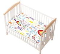 Odot Sábana Bajera Minicuna Sabanas Carrito Dibujos animados Patrón Bebe Sabanas Capazo Transpirable Funda Capazo Universal, para Ovalada y Rectangula Colchón de bebé (arcoíris,51x85 cm)