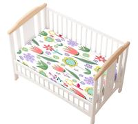 Odot Sábana Bajera Minicuna Sabanas Carrito Flores Impresiones Bebe Sabanas Capazo Transpirable Funda Capazo Universal, para Ovalada y Rectangula Colchón de bebé (Girasol,65x95 cm)