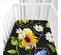 Odot Sábana Bajera Minicuna Sabanas Carrito Girasol Patrón Bebe Sabanas Capazo Transpirable Funda Capazo Universal, para Ovalada y Rectangula Colchón de bebé (Margarita,70x140 cm)