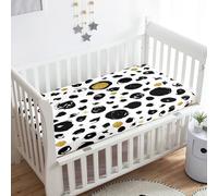 Odot Sábana Bajera Minicuna Sabanas Carrito Lunares Imprime Bebe Sabanas Capazo Transpirable Funda Capazo Universal, para Ovalada y Rectangula Colchón de bebé (Blanco,70x140 cm)