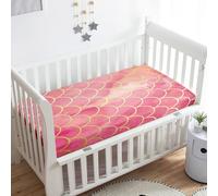 Odot Sábana Bajera Minicuna Sabanas Carrito patrón ondulado Bebe Sabanas Capazo Transpirable Funda Capazo Universal, para Ovalada y Rectangula Colchón de bebé (rojo,51x85 cm)