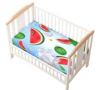 Odot Sábana Bajera Minicuna Sabanas Carrito patrón Sandía Bebe Sabanas Capazo Transpirable Funda Capazo Universal, para Ovalada y Rectangula Colchón de bebé (verano,51x85 cm)