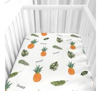 Odot Sábana Bajera Minicuna Sabanas Carrito Piña Patrón Bebe Sabanas Capazo Transpirable Funda Capazo Universal, para Ovalada y Rectangula Colchón de bebé (Hoja,65x95 cm)