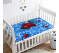 Odot Sábana Bajera Minicuna Sabanas Carrito Rosa Flores Impresiones Bebe Sabanas Capazo Transpirable Funda Capazo Universal, para Ovalada y Rectangula Colchón de bebé (océano,40x90 cm)