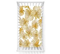 Odot Sábana Bajera Minicuna Sabanas Multicolor Hojas impresión Bebe Carrito Sabanas Capazo Transpirable Funda Capazo Universal, para Ovalada y Rectangula Colchón de bebé (Amarillo,90x140 cm)