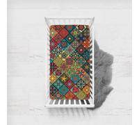 Odot Sábana Bajera Minicuna Sabanas Niños y Niñas Transpirable Funda Capazo Carrito Bebe Universal, para Cama Ovalada, Reloj de Arena y Colchón Rectangula (boho exótico 2,95x65cm)