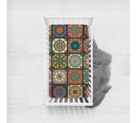 Odot Sábana Bajera Minicuna Sabanas Niños y Niñas Transpirable Funda Capazo Carrito Bebe Universal, para Cama Ovalada, Reloj de Arena y Colchón Rectangula (boho exótico 7,95x65cm)