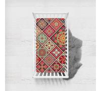 Odot Sábana Bajera Minicuna Sabanas Niños y Niñas Transpirable Funda Capazo Carrito Bebe Universal, para Cama Ovalada, Reloj de Arena y Colchón Rectangula (160x80cm,cuadros boho 8)