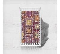 Odot Sábana Bajera Minicuna Sabanas Niños y Niñas Transpirable Funda Capazo Carrito Bebe Universal, para Cama Ovalada, Reloj de Arena y Colchón Rectangula (95x65cm,cuadros boho 2)