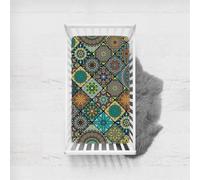 Odot Sábana Bajera Minicuna Sabanas Niños y Niñas Transpirable Funda Capazo Carrito Bebe Universal, para Cama Ovalada, Reloj de Arena y Colchón Rectangula (boho exótico 3,95x65cm)