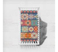 Odot Sábana Bajera Minicuna Sabanas Niños y Niñas Transpirable Funda Capazo Carrito Bebe Universal, para Cama Ovalada, Reloj de Arena y Colchón Rectangula (160x80cm,cuadros boho 4)