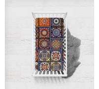 Odot Sábana Bajera Minicuna Sabanas Niños y Niñas Transpirable Funda Capazo Carrito Bebe Universal, para Cama Ovalada, Reloj de Arena y Colchón Rectangula (95x65cm,cuadros boho 9)