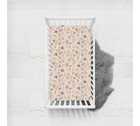 Odot Sábana Bajera Minicuna Sabanas Niños y Niñas Transpirable Funda Capazo Carrito Bebe Universal, para Cama Ovalada, Reloj de Arena y Colchón Rectangula (75x33cm,Flores F)