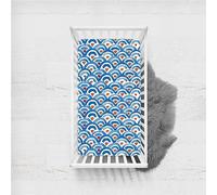 Odot Sábana Bajera Minicuna Sabanas Niños y Niñas Transpirable Funda Capazo Carrito Bebe Universal, para Cama Ovalada, Reloj de Arena y Colchón Rectangula (95x65cm,olas azules)