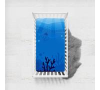 Odot Sábana Bajera Minicuna Sabanas Niños y Niñas Transpirable Funda Capazo Carrito Bebe Universal, para Cama Ovalada, Reloj de Arena y Colchón Rectangula (120x60cm,océano azul profundo 7)
