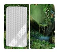 Odot Sábana Bajera para Carro de Bebe, Patrón Bosque 3D Sábana Bajera para Colchón de Capazo Sabanas Carrito Bebe Sábana Bajera Cuna Microfibra Sabanas Minicuna (Planta de la selva,80x40cm)