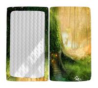 Odot Sábana Bajera para Carro de Bebe, Patrón Bosque 3D Sábana Bajera para Colchón de Capazo Sabanas Carrito Bebe Sábana Bajera Cuna Microfibra Sabanas Minicuna (Alce del bosque,51x85cm)