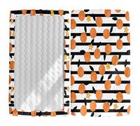 Odot Sábana Bajera para Carro de Bebe,Patrón Naranja Mandarina 3D Sábana Bajera para Colchón de Capazo Sabanas Carrito Bebe Sábana Bajera Cuna Suave Sabanas Minicuna (Rayas negras,75x30cm)