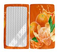 Odot Sábana Bajera para Carro de Bebe,Patrón Naranja Mandarina 3D Sábana Bajera para Colchón de Capazo Sabanas Carrito Bebe Sábana Bajera Cuna Suave Sabanas Minicuna (Zumo de Naranja,80x160cm)