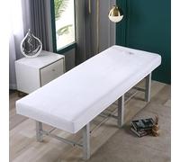Odot Sabanas Elásticas para Camillas de Masaje, Sabana Bajera Colores Lisos Suave con Agujero, Funda Camilla Envoltura Completa Lavable para Camilla de SPA, Salón de Belleza (Blanco,80x190cm)