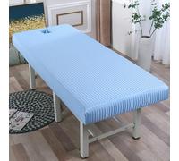 Odot Sabanas Elásticas para Camillas de Masaje, Sabana Bajera Rayas 3D Suave con Agujero, Funda Camilla Envoltura Completa Lavable para Camilla de SPA, Salón de Belleza (Azul cielo,190x80cm)