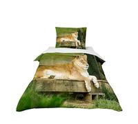 Odot Set di Biancheria da Letto per Camera dei Bambini, Modelli di Animali 3D Set Copripiumino Singolo Bambino Bambina, Biancheria da Letto con 1 Copripiumini + 1 Federa (Patrón de león,135x200cm)