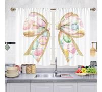 Odot Tenda Corta Finestra Cucina, Uovo di Pasqua Primavera Tende da Bistrot Cucina Moderne con Tasca per Asta 2 Pezzi Mantovane Corte per Decorazione (Nudo de Lazo A,W 65 H 115cm)