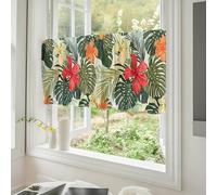 Odot Tenda Corta per Finestra Cucina, Tende da Bistrot Cucina Moderne con Tasca per Asta 1 Pezzi Motivo Pianta 3D Mantovane Corte Design Elegante per Finestre (Flor Tropical,W 140 H 60cm)
