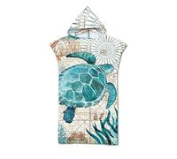 Odot Toalla Poncho de Surf, Microfibra de Secado rápido de Tejido Surfing Cambio Vestido con Capucha Poncho Playa Cambiador Albornoz Natación para Adulto Grande (75 x 110 cm, Tortuga)