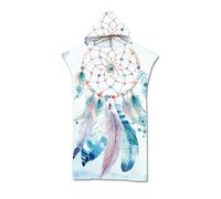 Odot Toalla Poncho de Surf, Microfibra de Secado rápido de Tejido Surfing Cambio Vestido con Capucha Poncho Playa Cambiador Albornoz Natación para Adulto Grande (75 x 110 cm, Pluma)