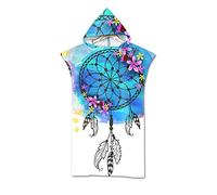 Odot Toalla Poncho de Surf, Microfibra de Secado rápido de Tejido Surfing Cambio Vestido con Capucha Poncho Playa Cambiador Albornoz Natación para Adulto Grande (75 x 110 cm), Atrapasueños