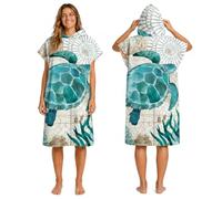 Odot Toalla Poncho de Surf, Microfibra de Secado rápido de Tejido Surfing Cambio Vestido con Capucha Poncho Playa Cambiador Albornoz Natación para Adulto Grande (75 x 110 cm, Tortuga)