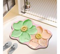 Odot Tulipanes Alfombra Baño Secado Rápido Alfombrilla de Baño Estilo de Pintura al óleo Antideslizante de Piedra Diatomita Súper Absorbente Alfombra de Baño Felpudo para Ducha (Rosa,60x90cm)